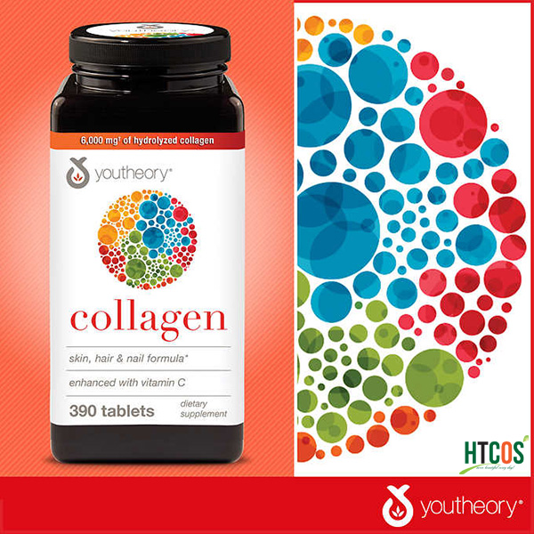 Collagen Youtheory Type 1, 2 & 3 hỗ trợ trắng da, chống lão hóa da, trị tàn nhang, bổ xương khớp – 390 viên của Mỹ.