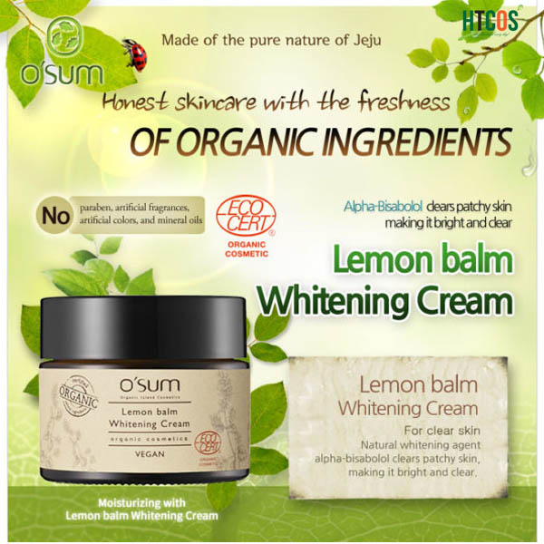 Kem Dưỡng Trắng O’sum Organic Lemon Balm Whitening Cream 50ml