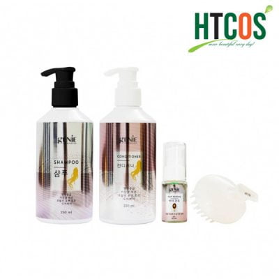 Combo Dầu Gội Xả Serum Dưỡng Tóc Chiết Xuất Nhân Sâm Genie Hàn Quốc Kèm Lược