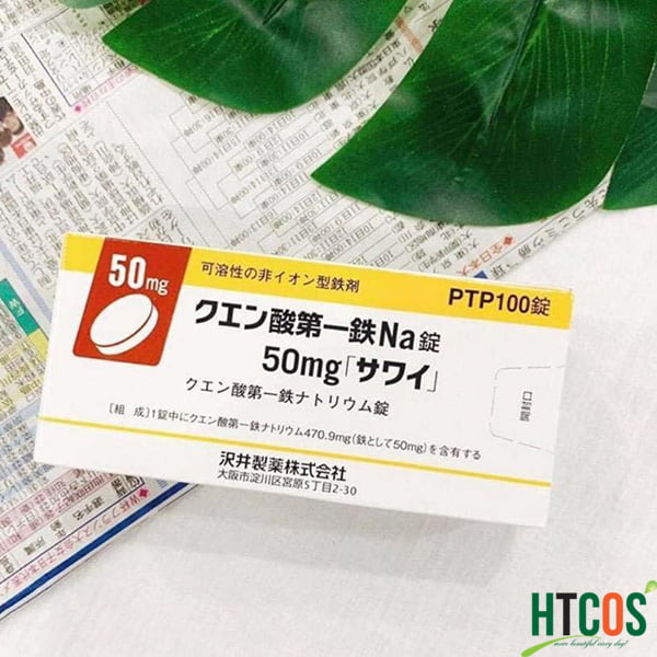 Viên Uống Bổ Sung Sắt Sawai PTP100 50mg Hộp 100 Viên Nhật Bản hiệu quả không