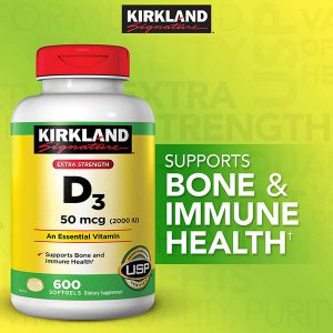 Viên Uống Vitamin D3 Kirkland Signature Extra Strength D3 50mcg 600 Viên Mỹ tốt không