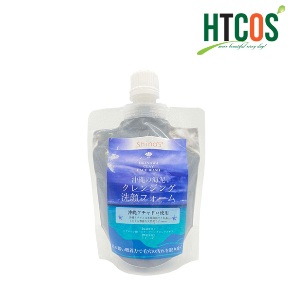 Sữa Rửa Mặt Tẩy Trang Than Hoạt Tính Và Bùn Khoáng Shina'S Okinawa Clay Face Wash 200gr Nhật Bản