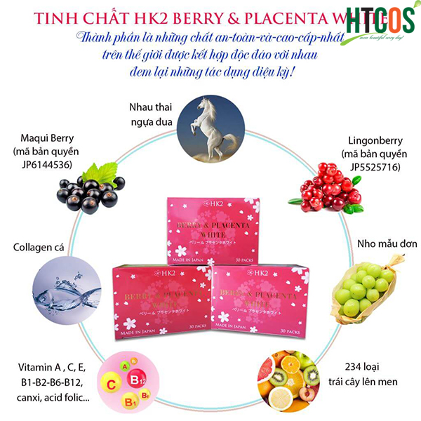 Tinh Chất Nhau Thai Ngựa Đua HK2 Berry & Placenta White thành phần